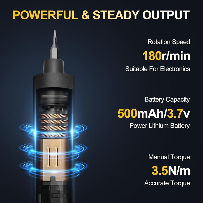 XIAONIAN Electric Screwdriver Set,76 IN 1 Mini Electric Screwdriver Cordless Set with LED Display,5 Torque Settings Repair Tool Kit for Electronics Phone Camera Laptop Watch - Image 3